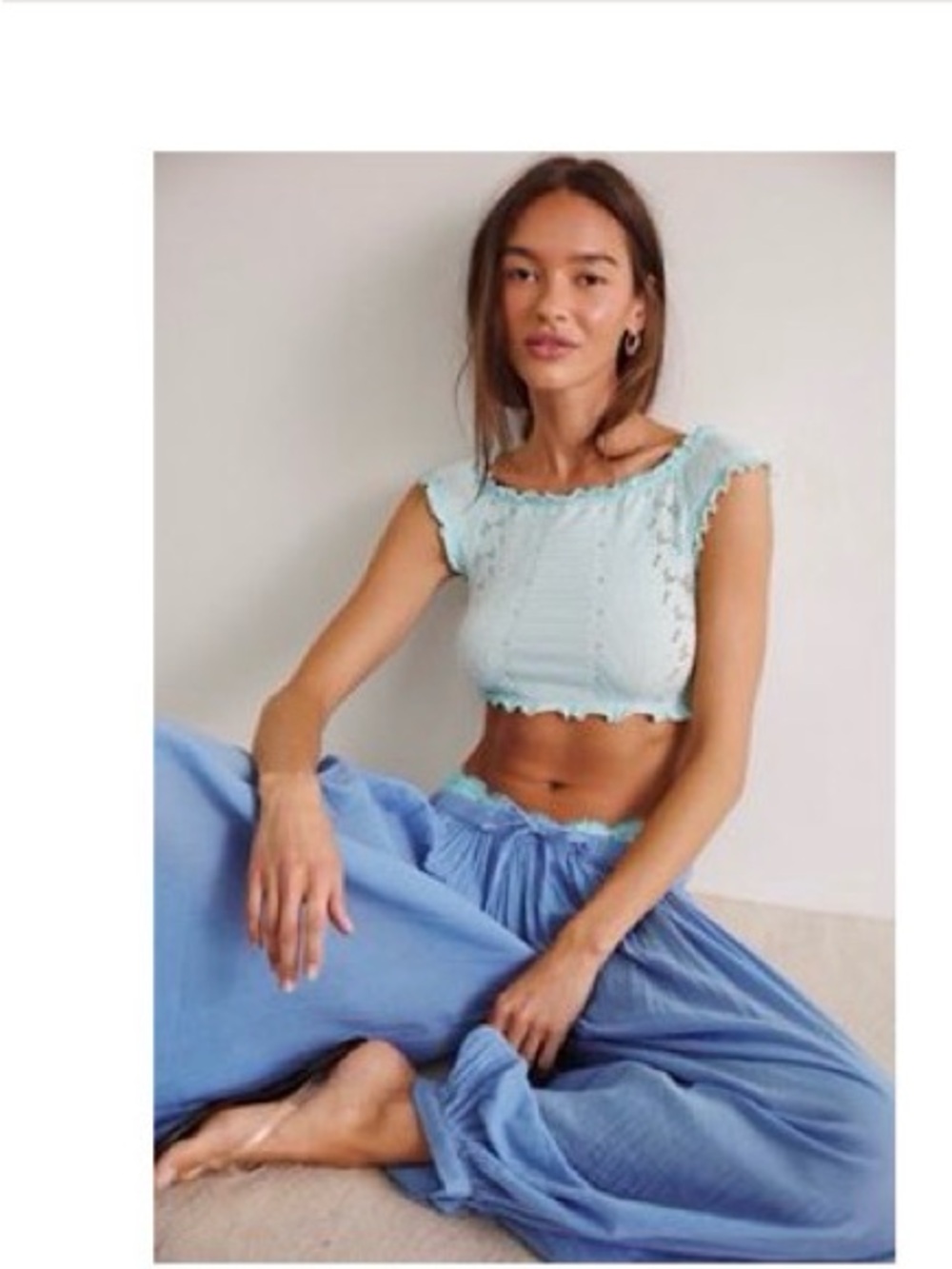 Free People Light Blueish Green Intimately Micro Seamless Crop Top